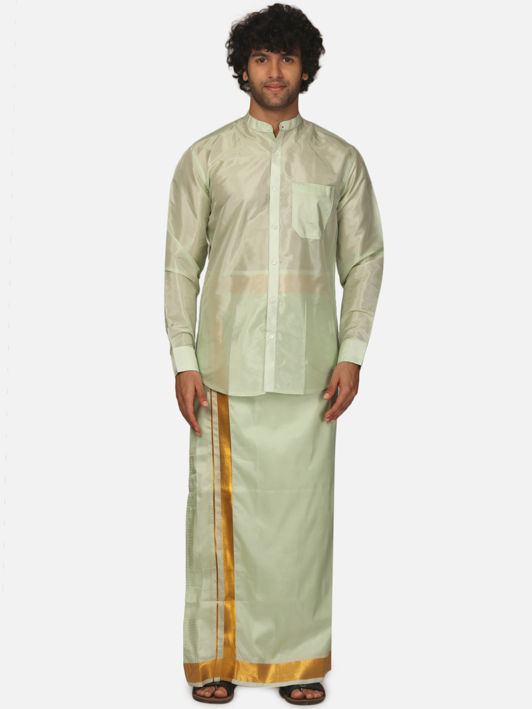 Sethukrishna Mens Mandarin Collar Shirt and Vesti Set