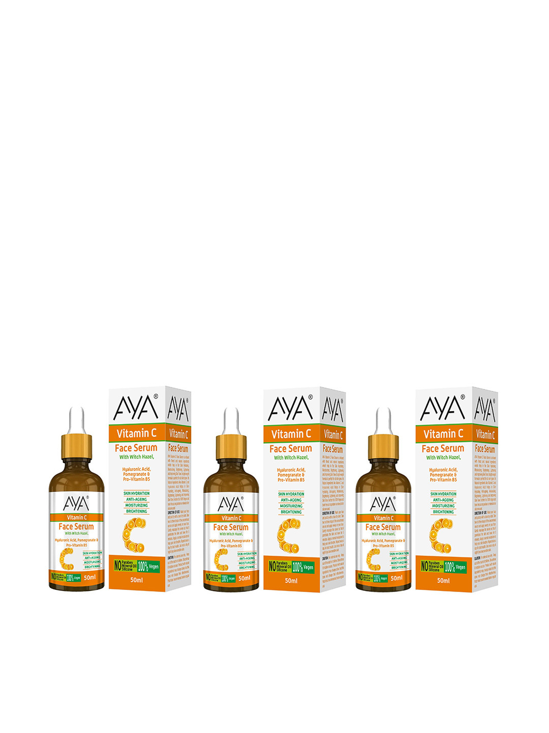 AYA Set Of 3 Vitamin C Face Serum For Skin Skin Hydration & Anti-Ageing 50 ml Each