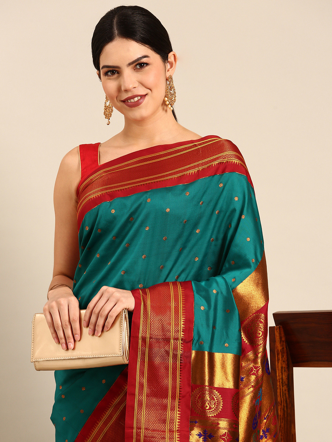 Varkala Silk Sarees Ethnic Motifs Zari Silk Blend Paithani Saree