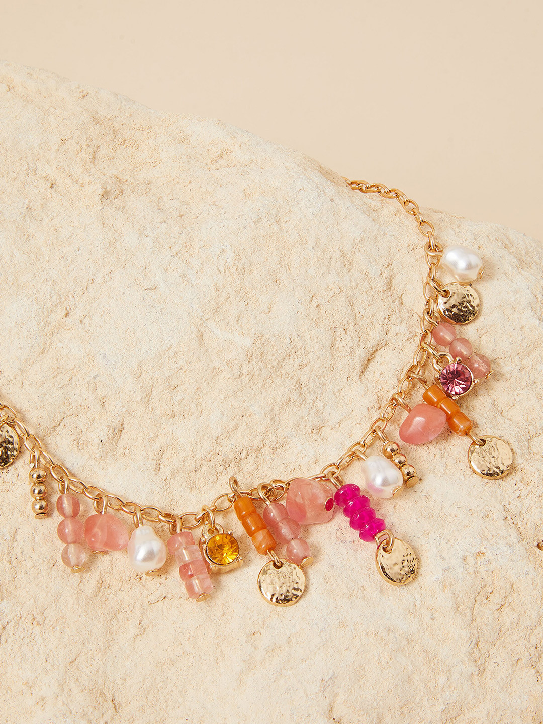 Accessorize London Women Coin & Beaded Drop Necklace