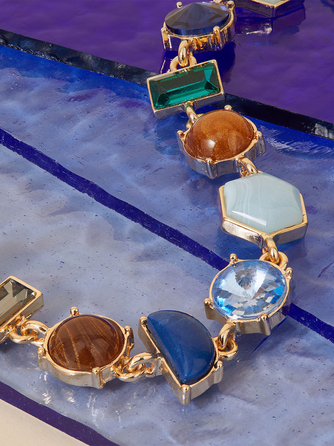 Accessorize Gold-Plated Eclectic Crystal-Studded Necklace