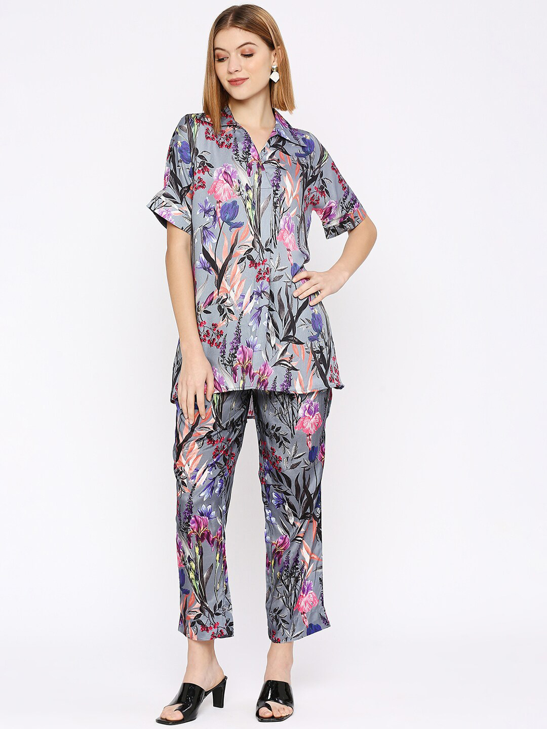 Cloth Haus India Floral Printed Extended Sleeves Shirt Style Top