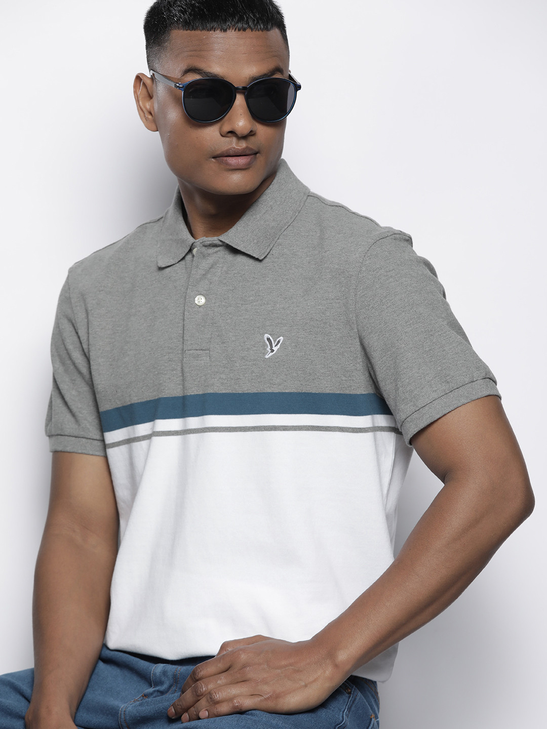 AMERICAN EAGLE OUTFITTERS Colourblocked Polo Collar T-shirt