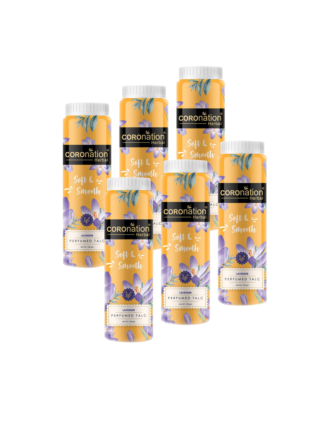 COROnation Herbal Set of 6 Soft & Smooth Lavender Perfumed Talc - 100 g Each