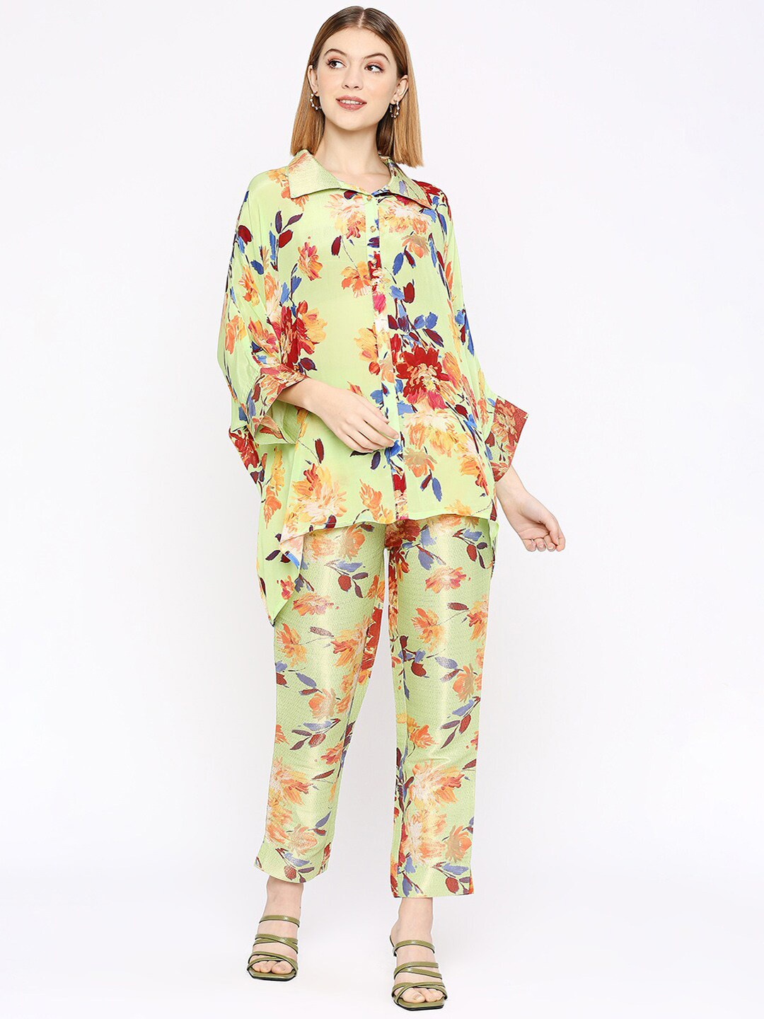 Cloth Haus India Floral Printed Shirt Style Brocade Top