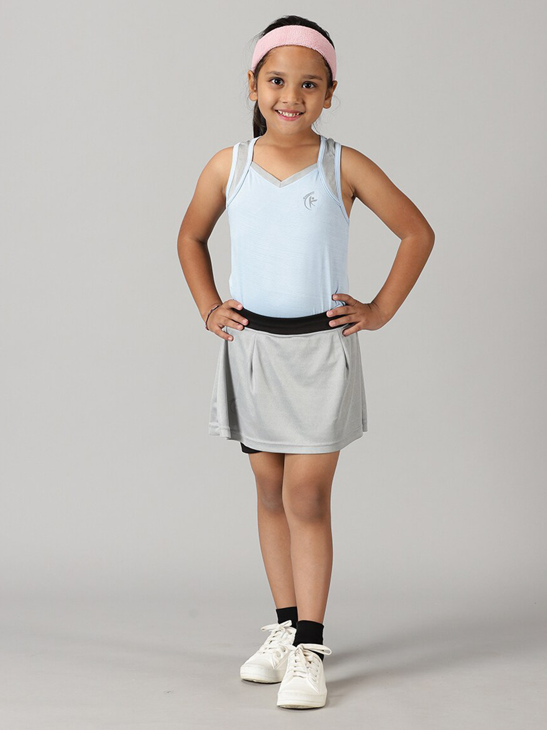 KiddoPanti Girls Sweetheart Neck Sleeveless Sports Top with Skirt Clothing Set