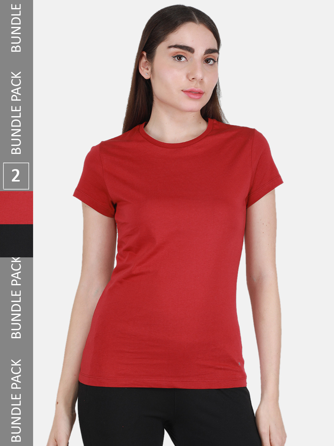 Monte Carlo Women Pack of 2 Cotton Round Neck Tops