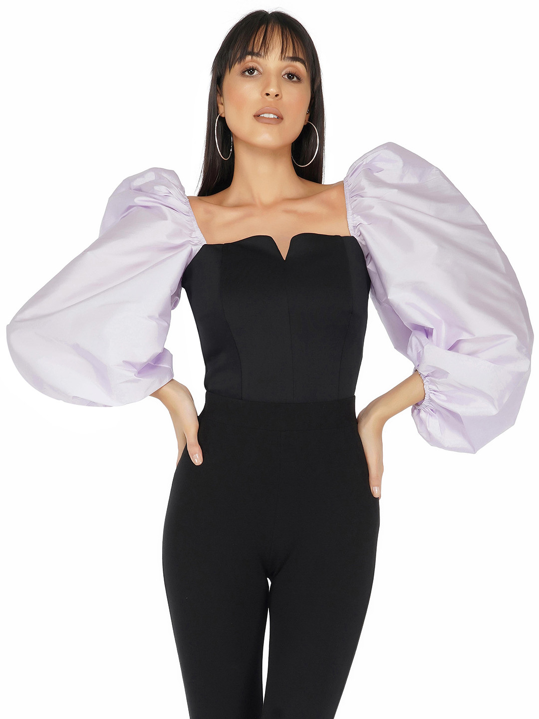 THE CLOTHING FACTORY  Sweetheart Neck Ballon Sleeves Top