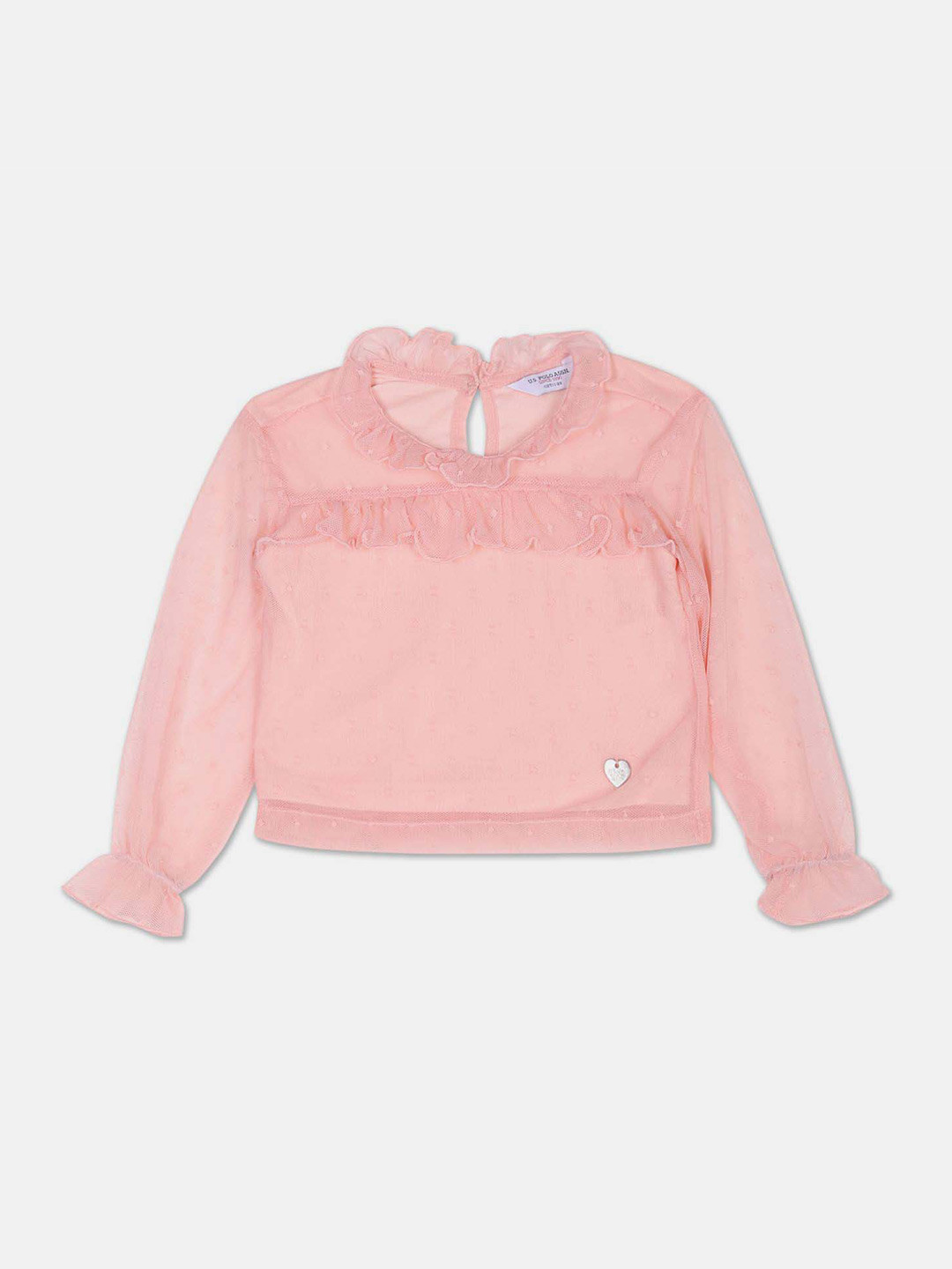 U.S. Polo Assn. Kids Girls Ruffled Round Neck Top