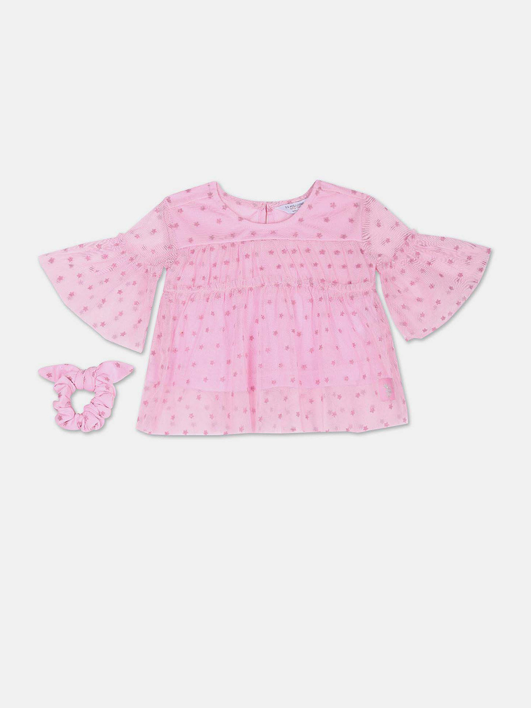 U.S. Polo Assn. Kids Girls Bell Sleeves Printed Top With Hair Band