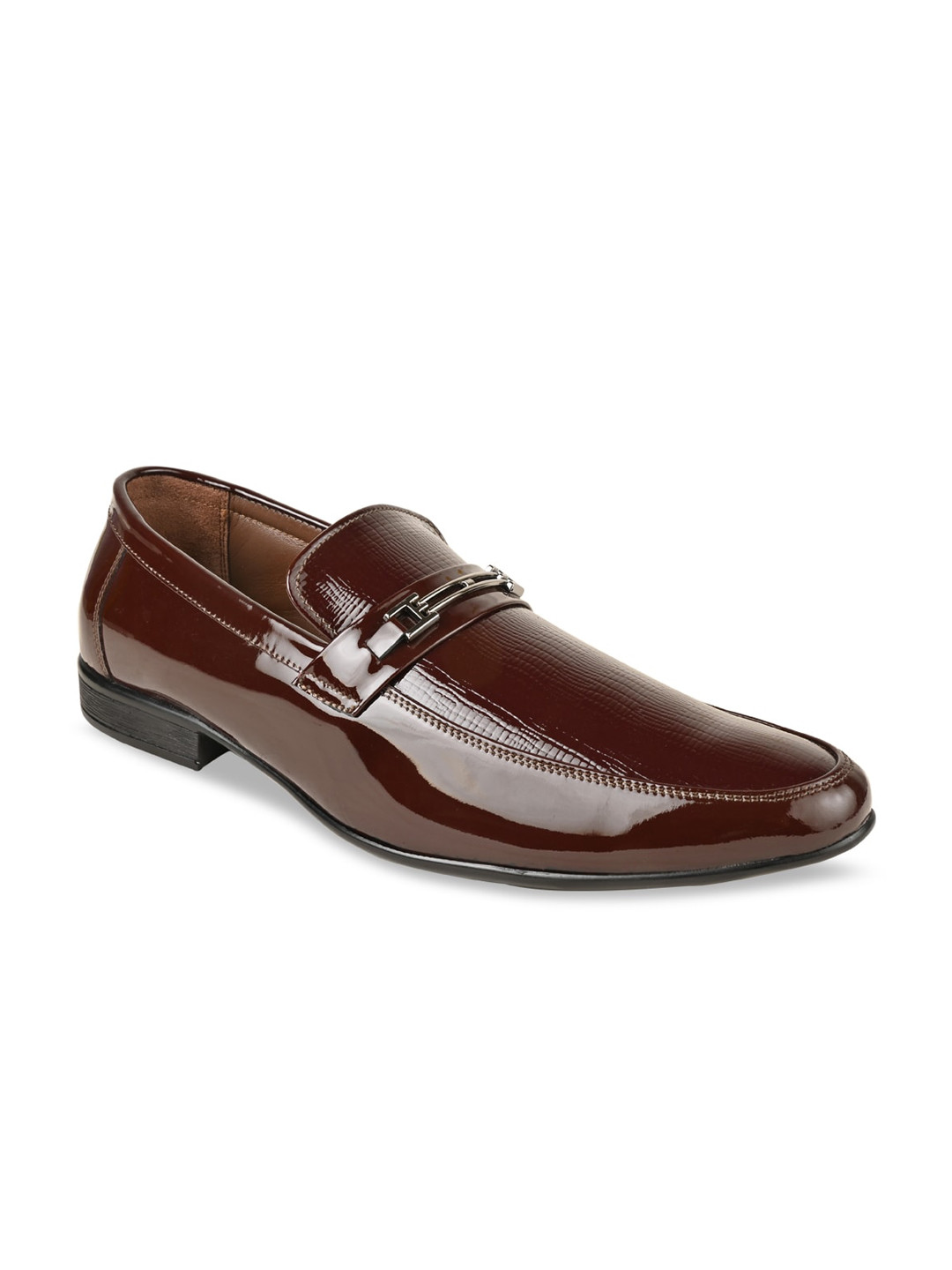 Regal Men Textured Patent Leather Formal Loafers