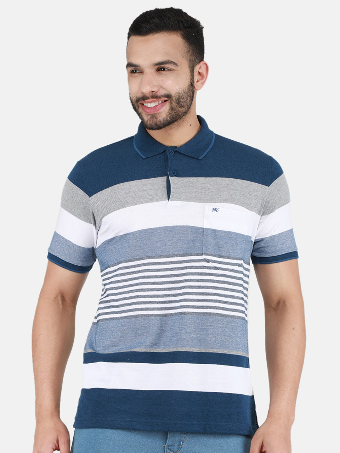 Monte Carlo Striped Polo Collar T-shirt
