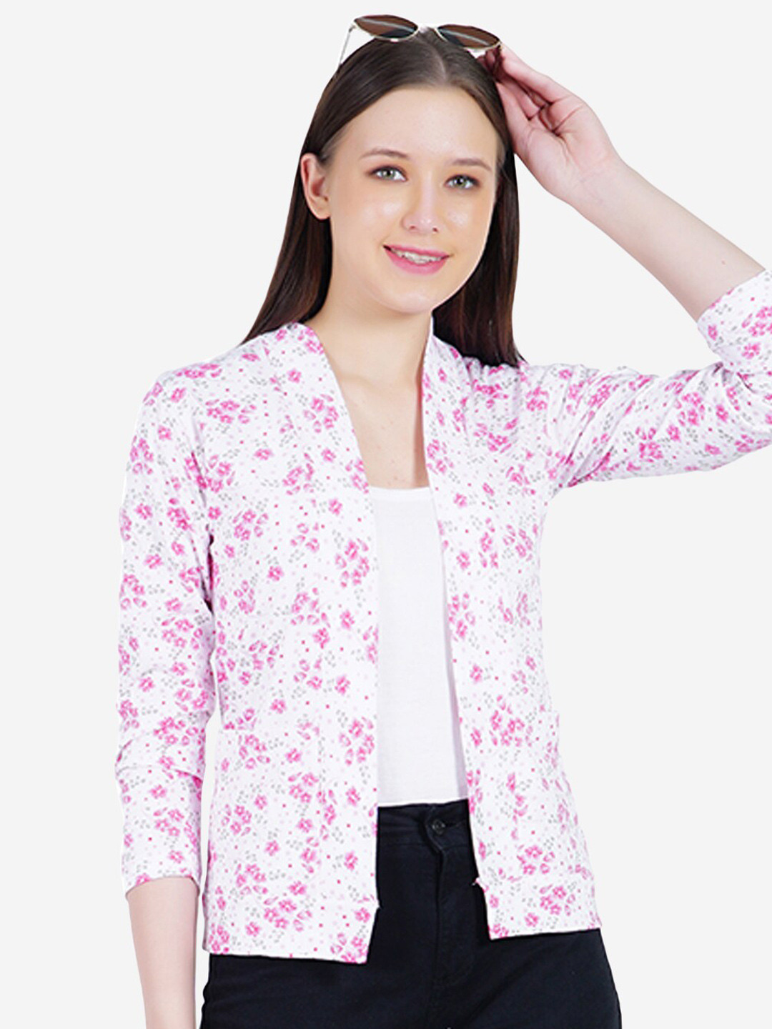 TEEMOODS Floral Printed Cotton Shrug