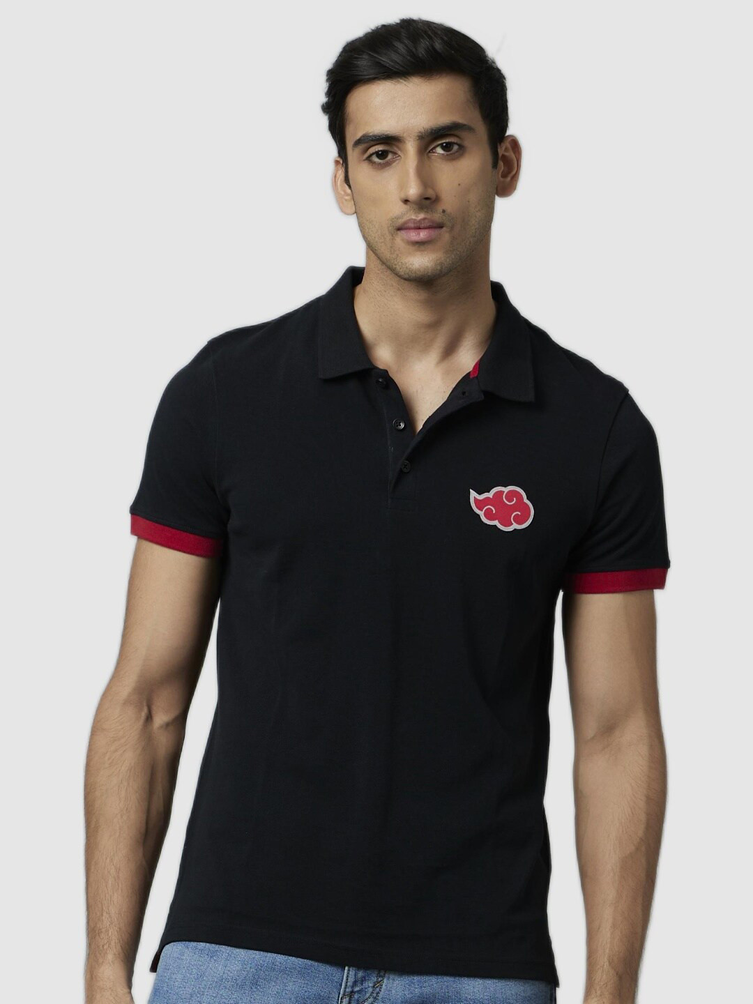 Celio Naruto Print Polo Collar Short Sleeves Cotton T-shirt