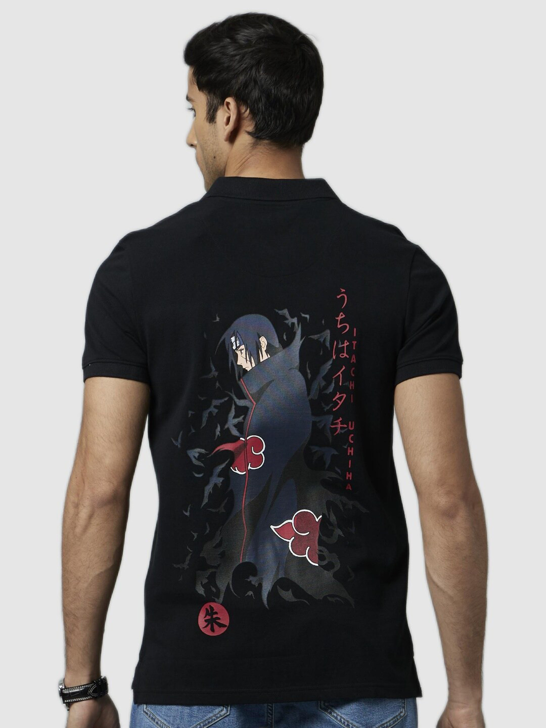 Celio Naruto Printed Polo Collar Cotton T-shirt