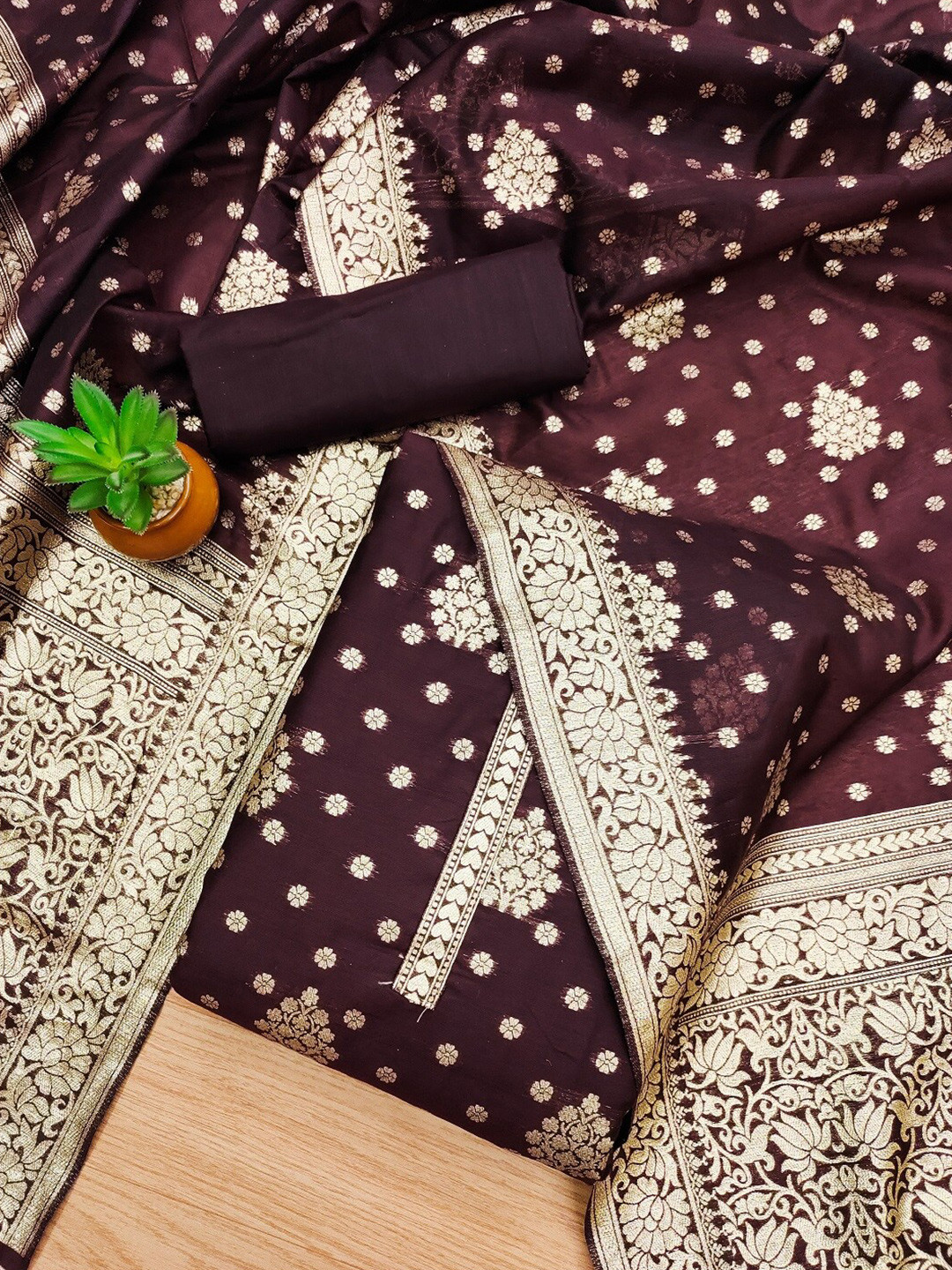 KALINI Ethnic Motifs Woven Design Unstitched Dress Material
