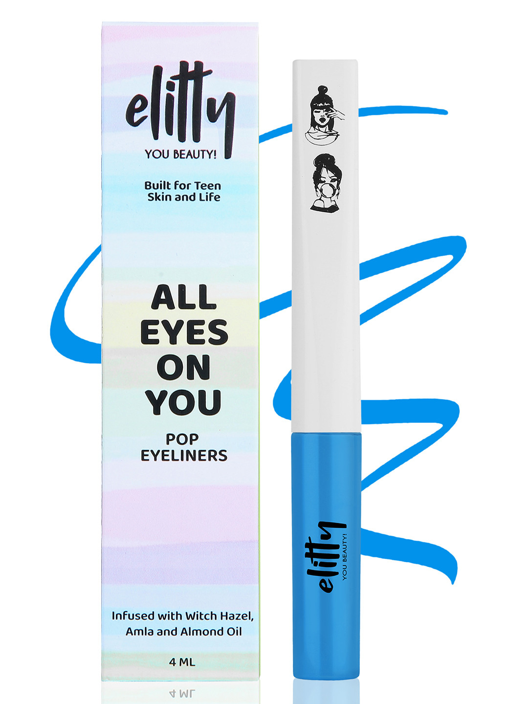 Elitty Matte Finish Waterproof Liquid Eyeliner Lasts Up to 12hrs - Light Blue