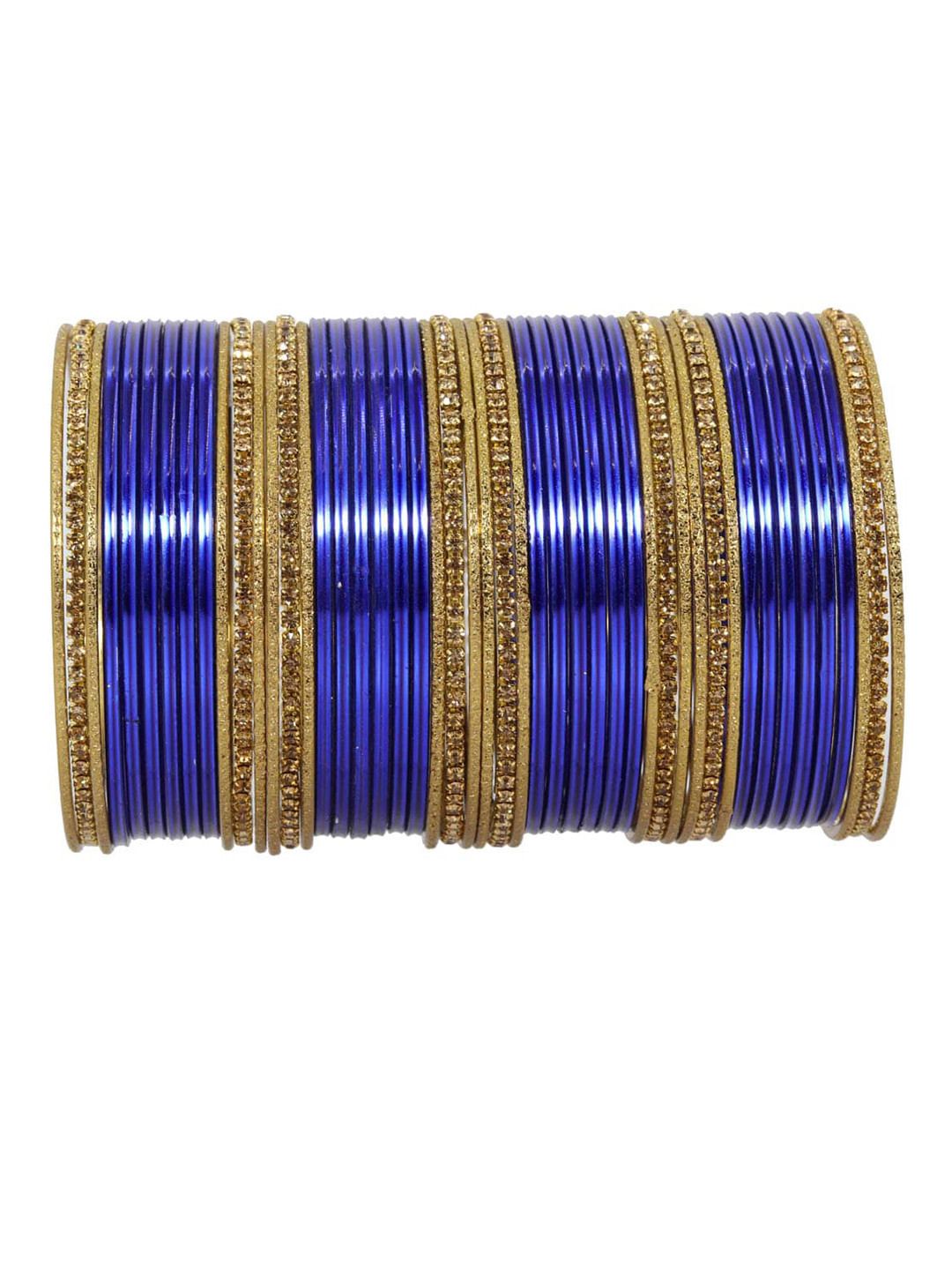 NMII Set Of 48 Artificial Stones Studded Glossy Bangles