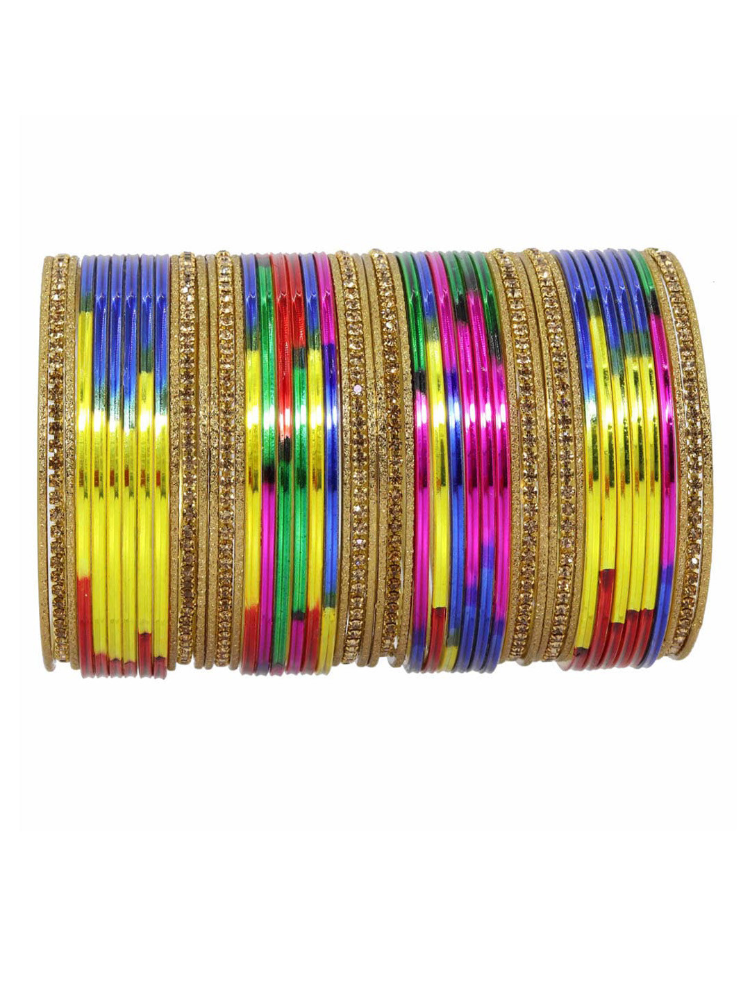 NMII Set Of 48 Artificial Stones Studded Glossy Bangles