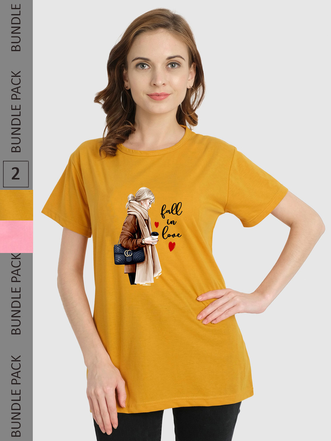 CHOZI Pack of 2 Humour & Comic Printed Cotton T-shirt