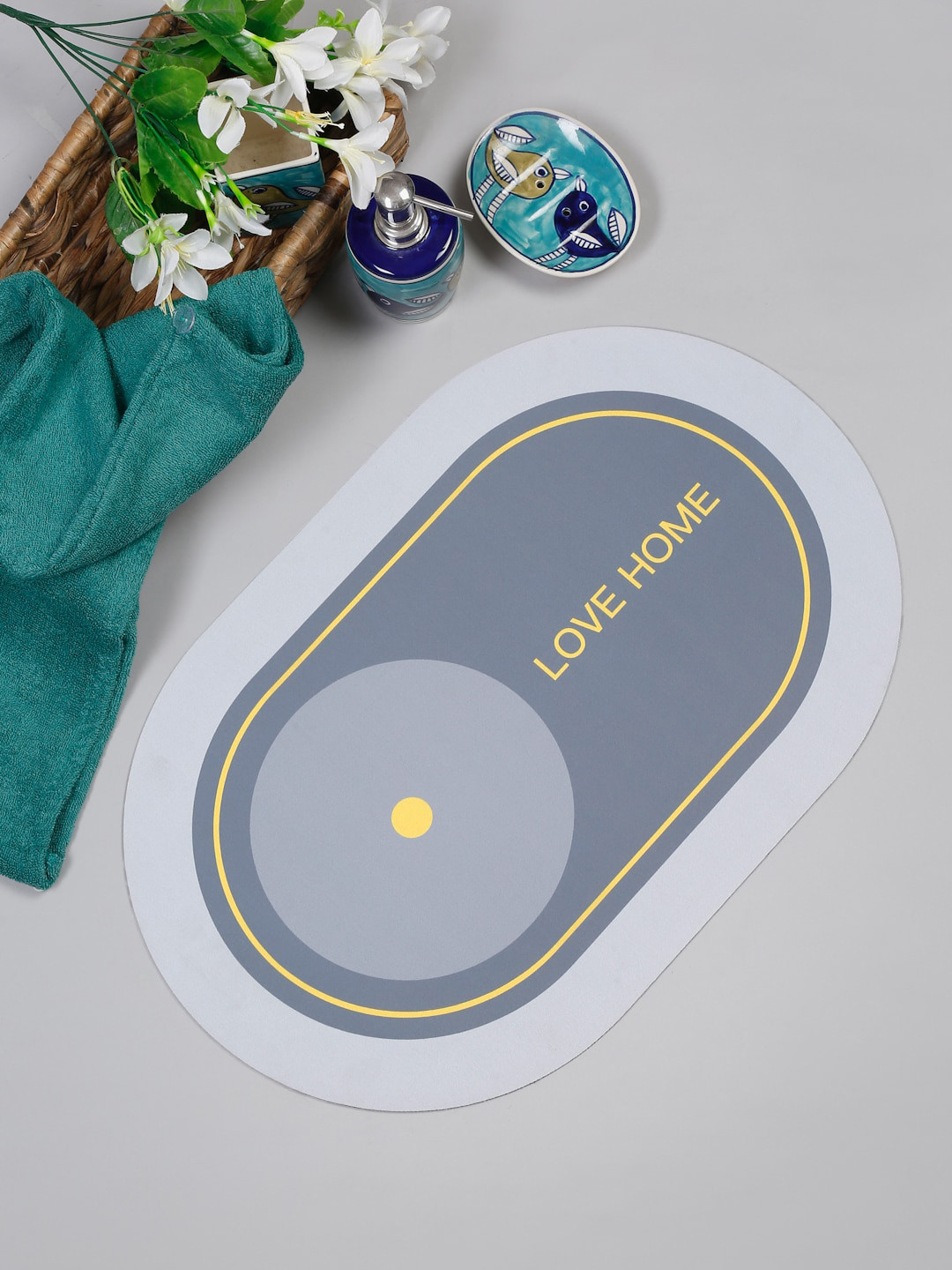 SOKNACK Grey & Black Antiskid Water Soaking Bath Mat