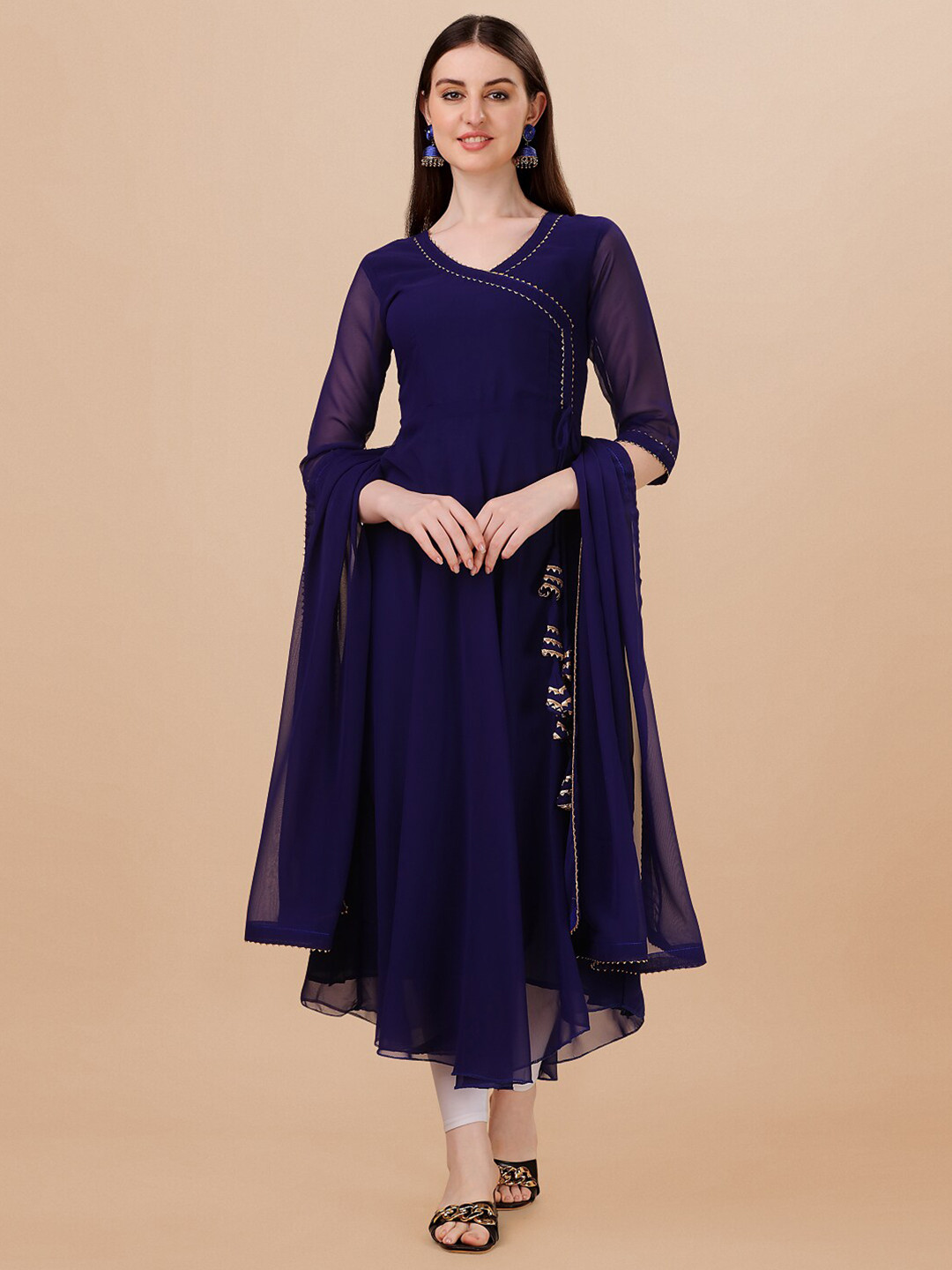 PMD Fashion Gotta Patti Georgette Anarkali Kurta With Dupatta