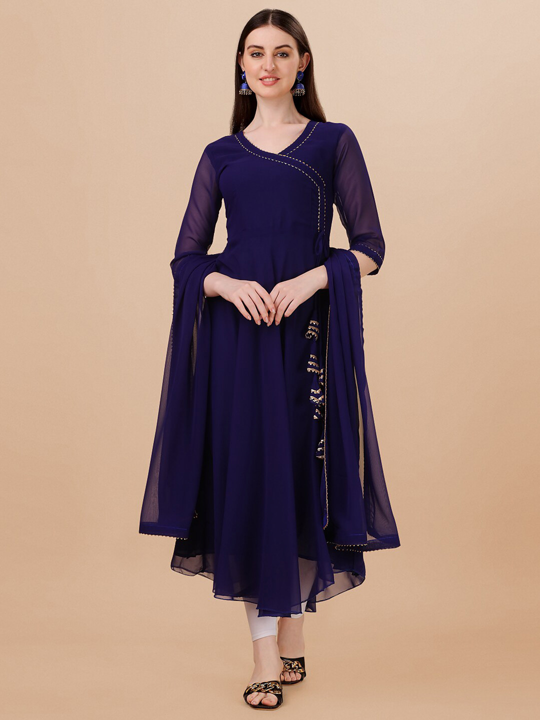 PMD Fashion Gotta Patti Georgette Anarkali Kurta With Dupatta