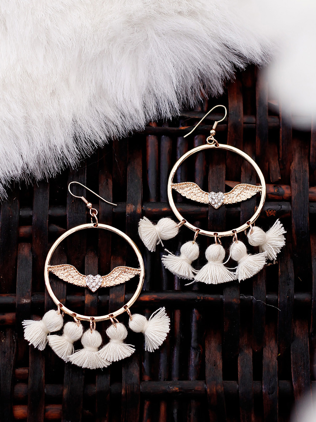 Bellofox Flying Heart Contemporary Tasseled Drop Earrings