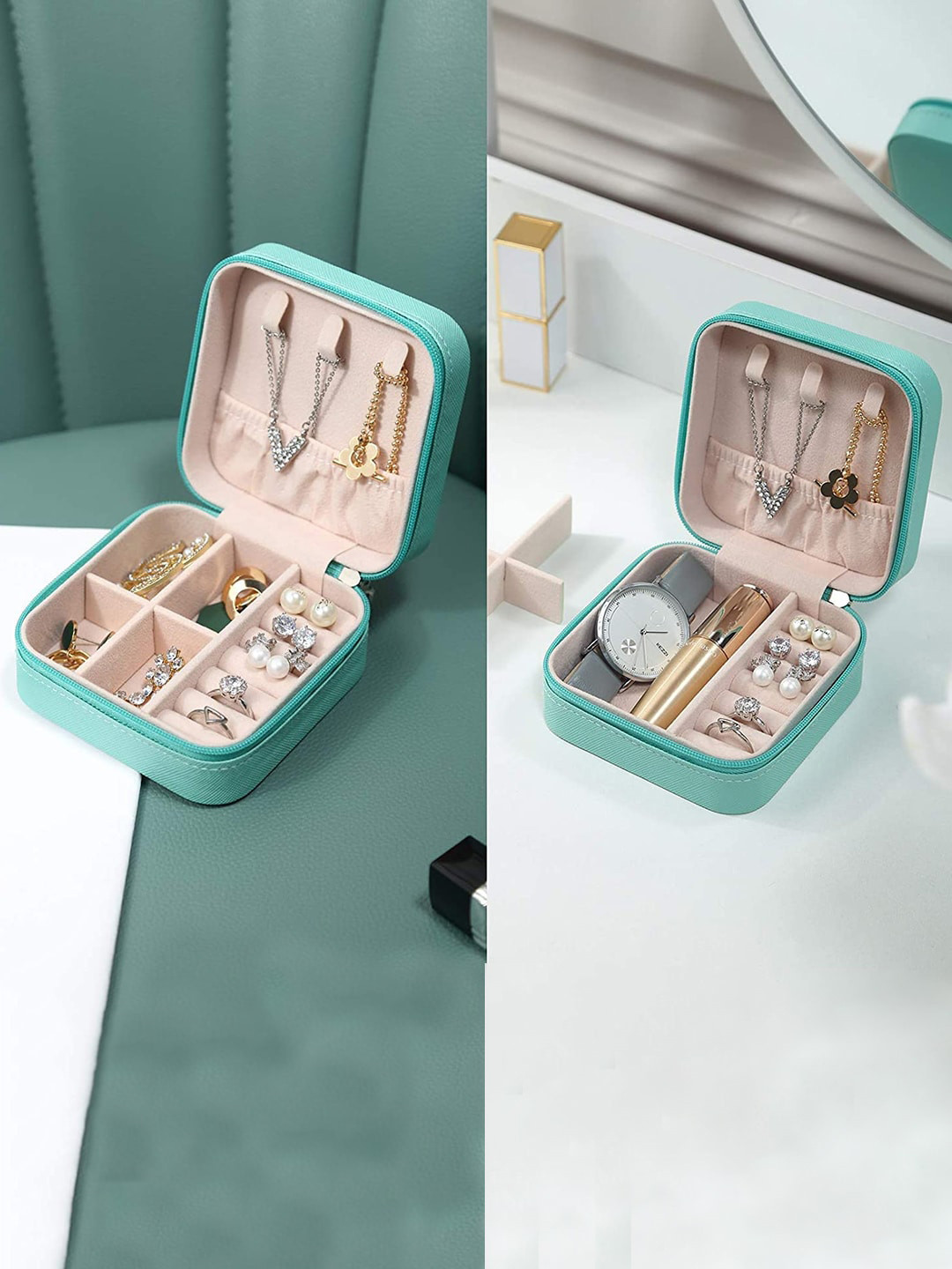 YouBella Blue Portable Jewellery Watch & Make Up Travel Case