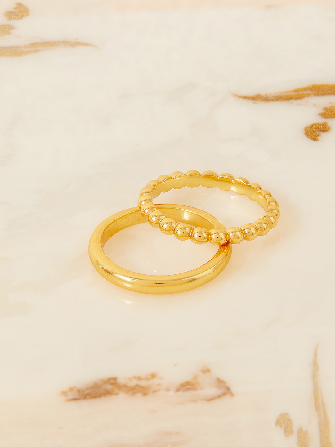 Accessories Set Of 2 14K Gold Plated Gold Z  Bobble Ring Set