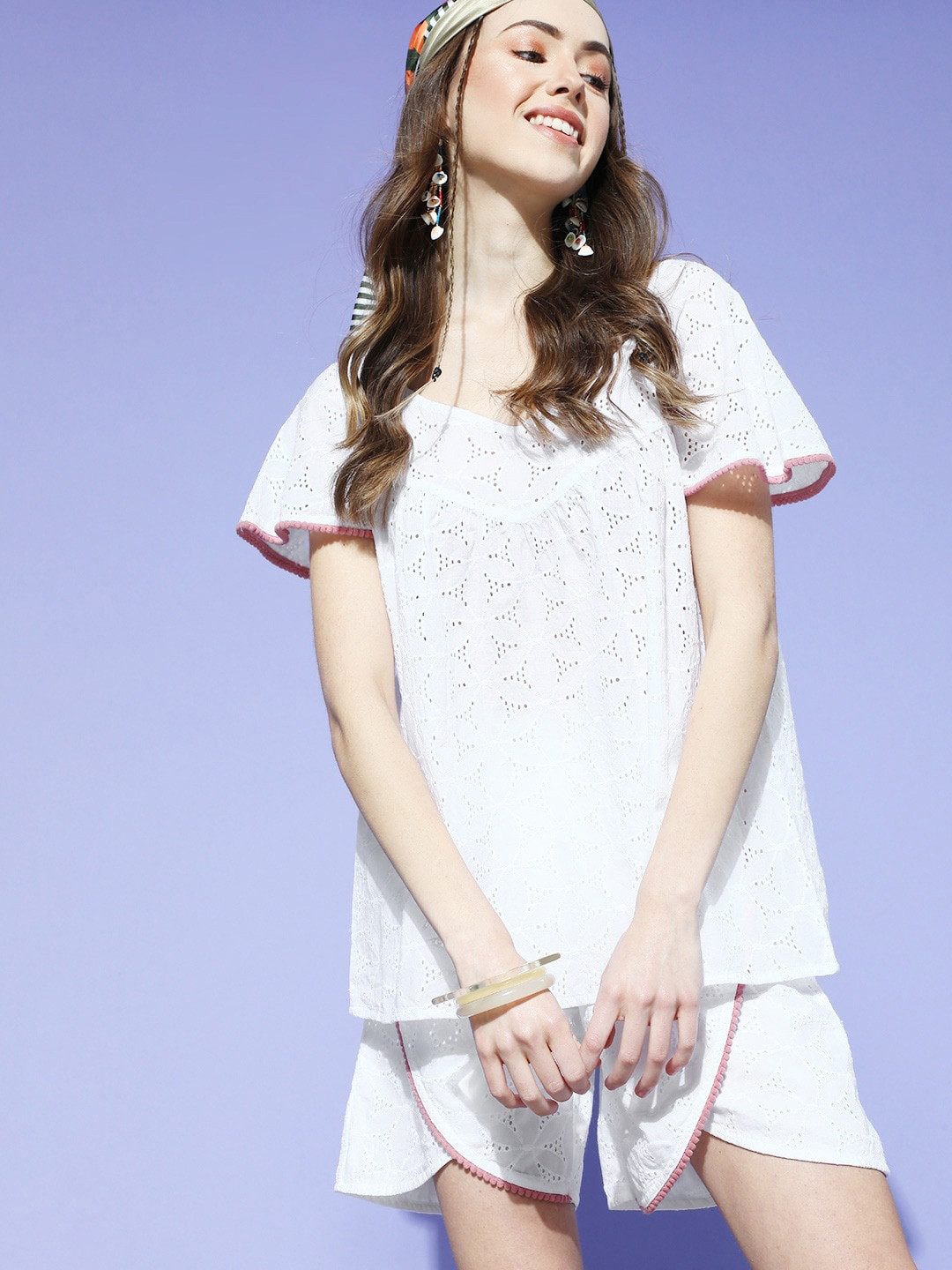 The Kaftan Company Self Design Night Suit