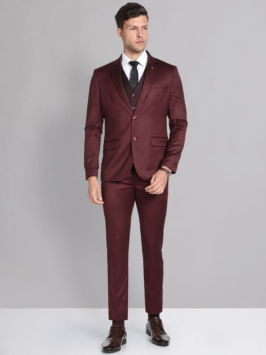 AD By Arvind Men Tailored Fit Single-Breasted Three-Piece Formal Suit