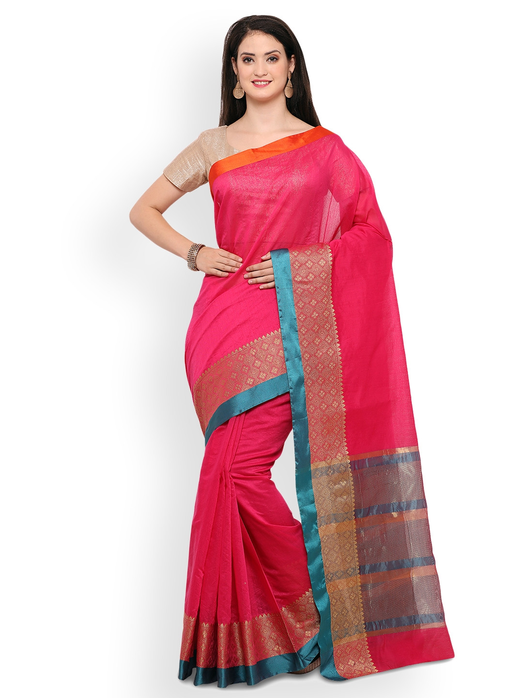 Saree mall Pink Woven Design Art Silk Saree