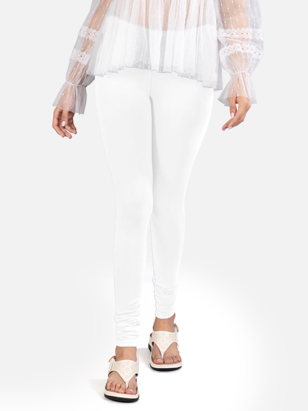 indian flower Women Mid-Rise 4-Way Stretch Churidar-Length Leggings