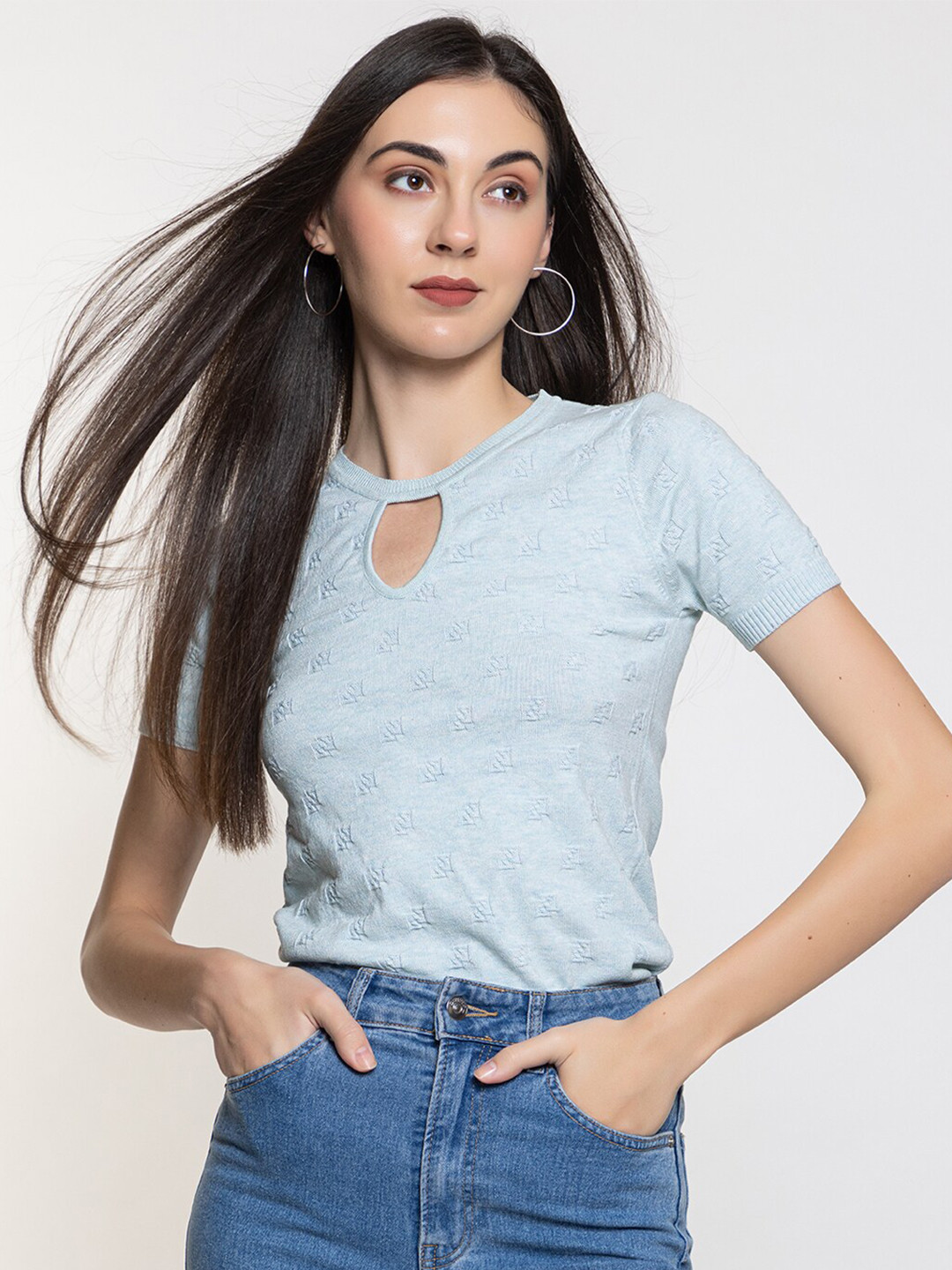 ARMISTO Self Design Cut Out Cotton Top