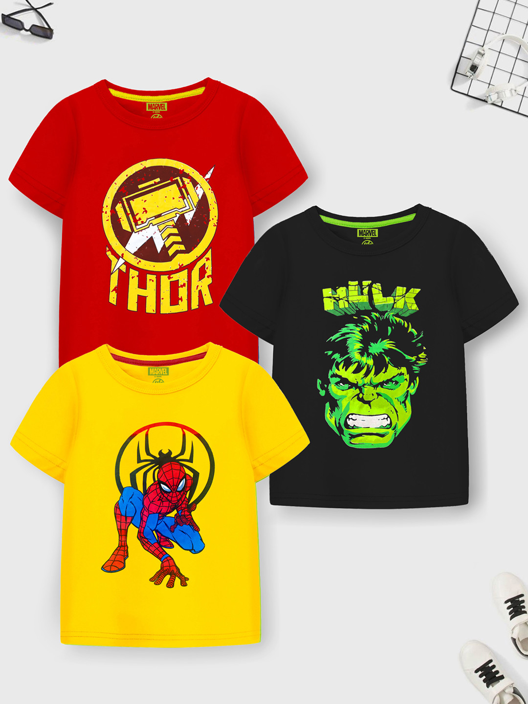 YK Marvel Boys Pack Of 3 Thor Printed Cotton T-shirt