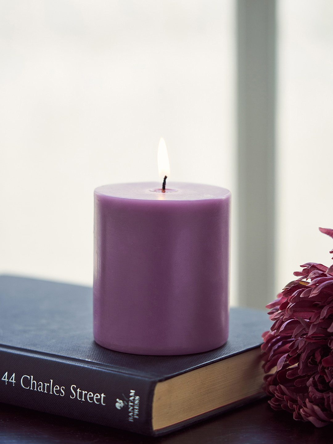 Pure Home and Living Purple Amber Medium Pillar Candle