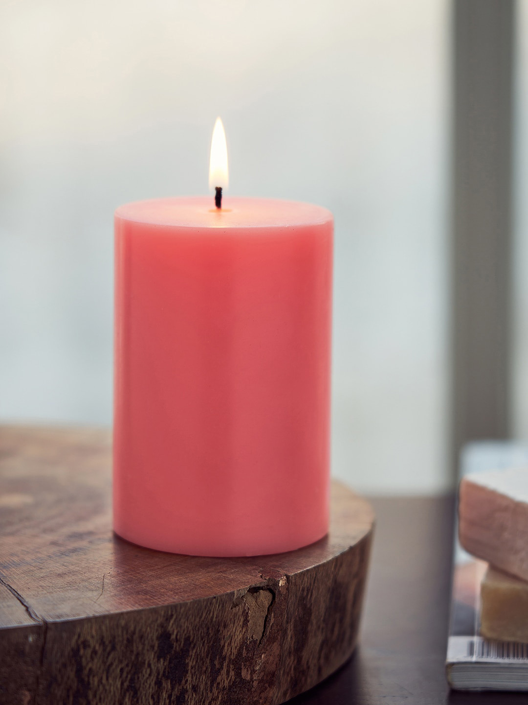 Pure Home and Living Pink Peony Blush Suede Pillar Large Candle