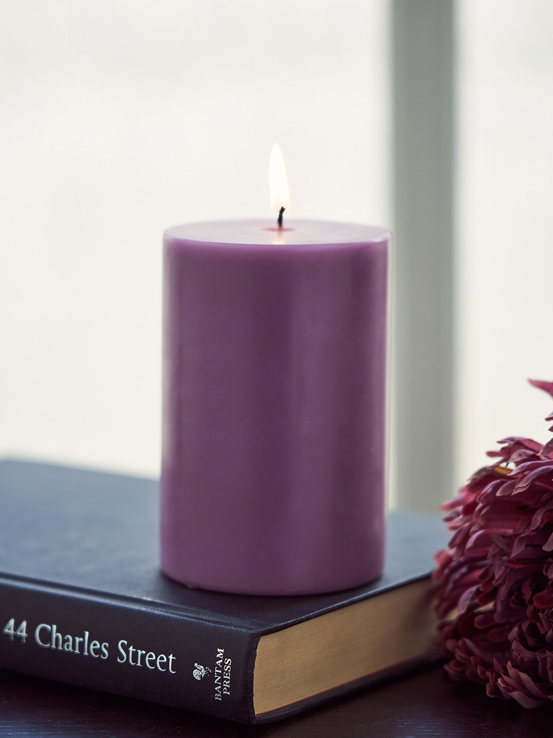 Pure Home and Living Purple Amber Pillar Large Candle