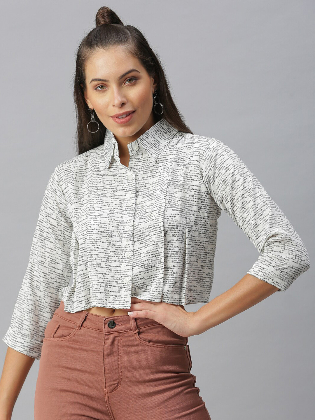 SHOWOFF Comfort Boxy Typography  Printed Casual Shirt