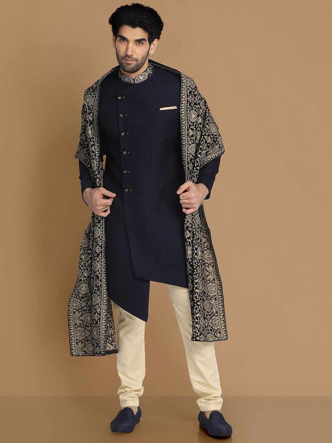 Manyavar Men Self-Design Traditional Indo Western Sherwani Set