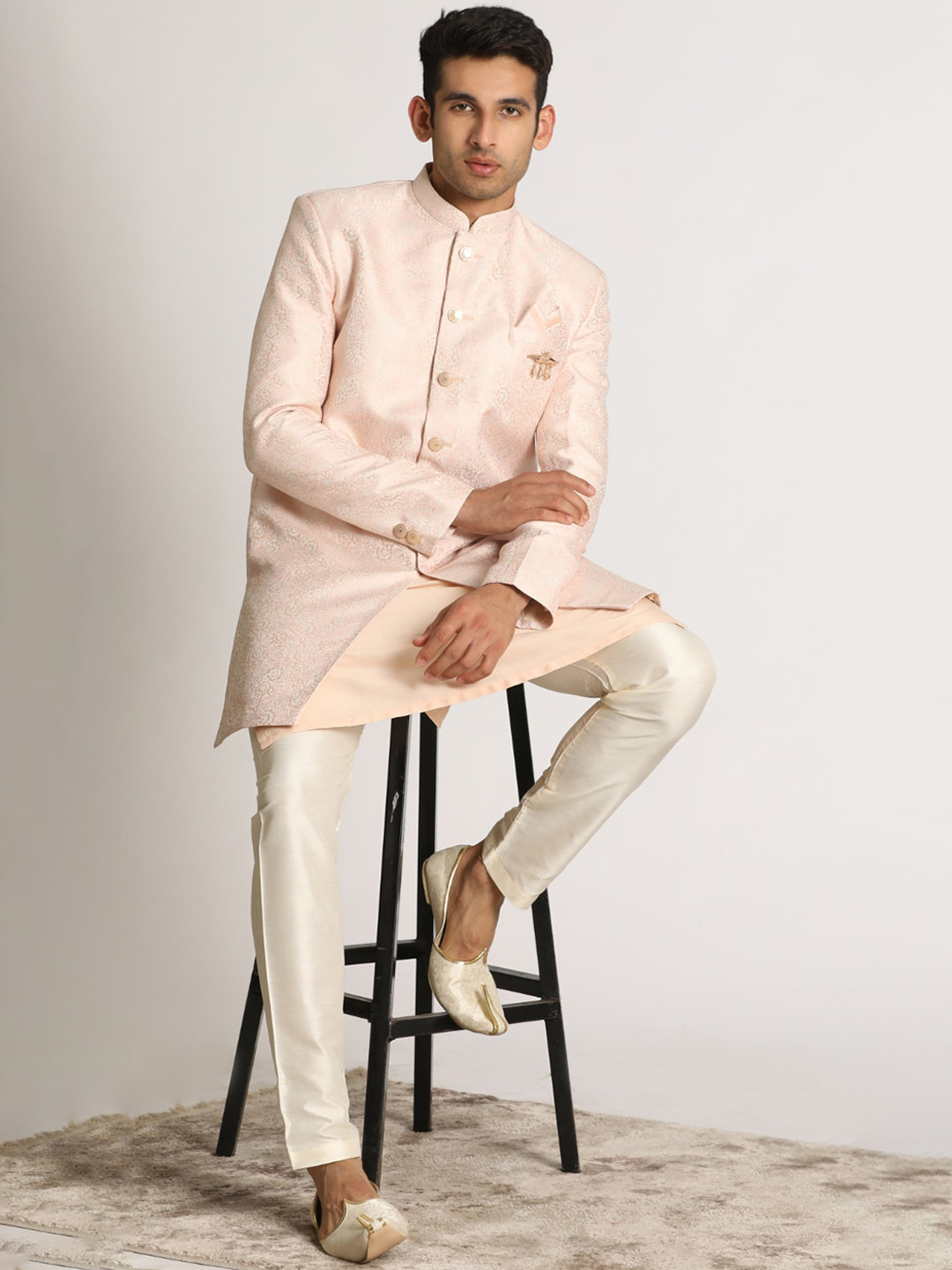Manyavar Men Self-Design Traditional Indo-Western Sherwani Set