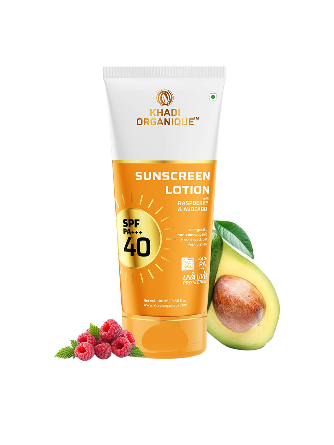 Khadi Organique Sunscreen Lotion SPF 40 With Raspberry & Avocado - 100 ml