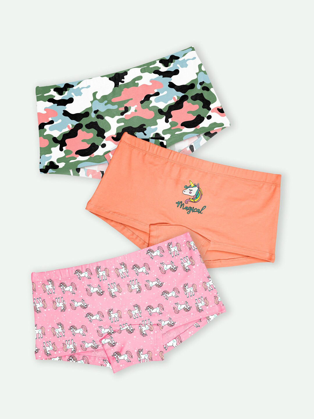 ariel  Girls Set Of 3 Printed Basic Briefs