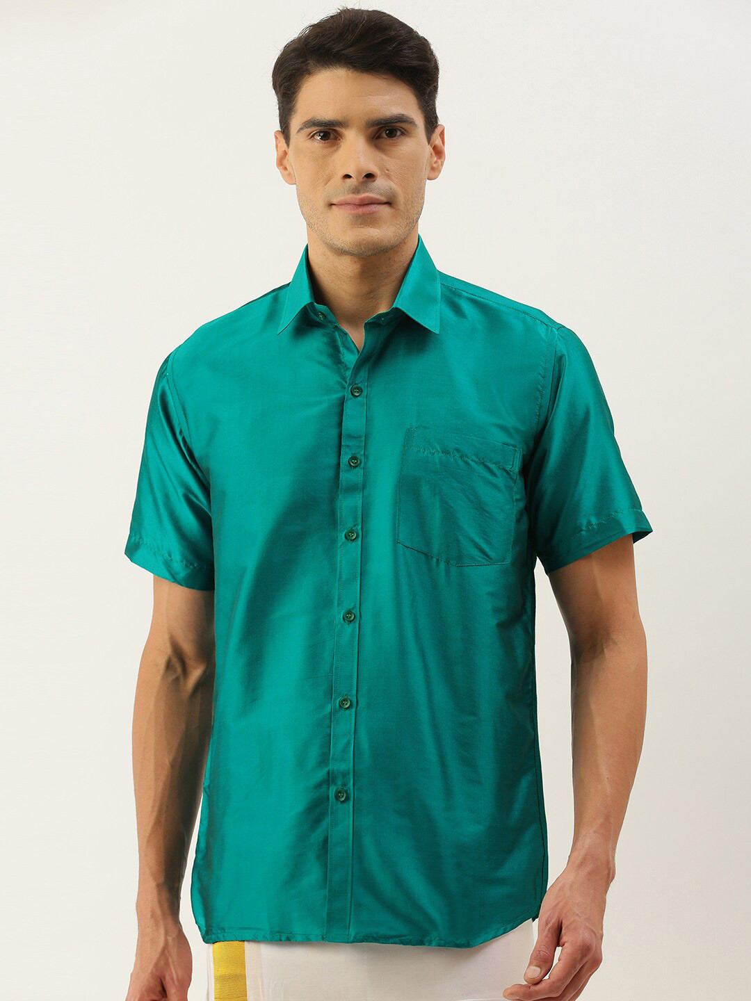 THANGAMAGAN Spread Collar Standard Opaque Ethnic Shirt