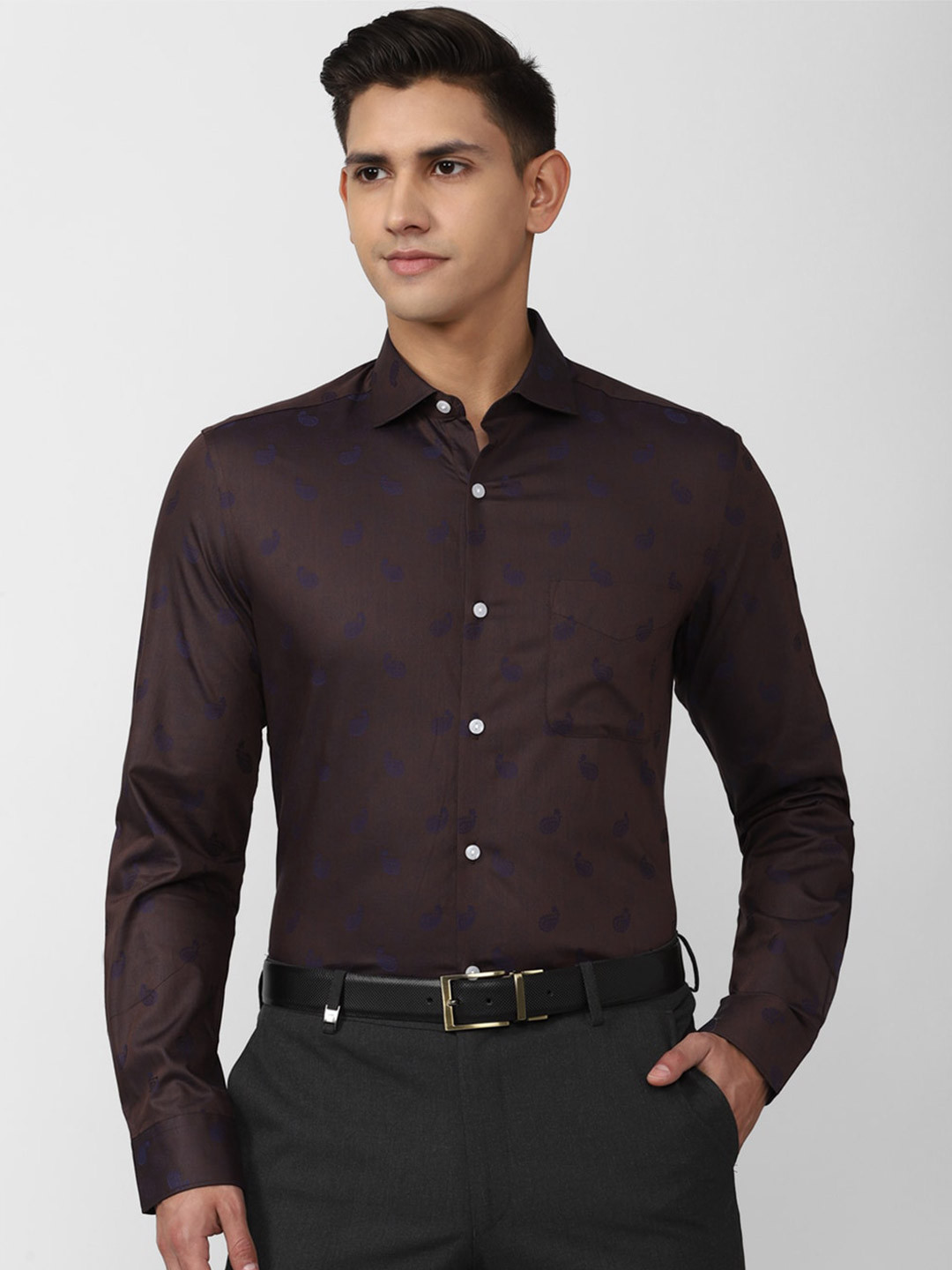 Peter England Elite Slim Fit Paisley Printed Formal Shirt