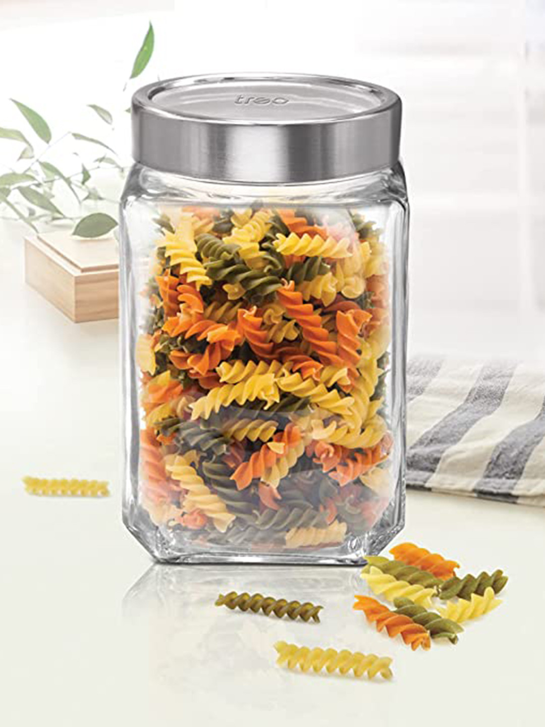 Treo Transparent Glass Air Tight 6 Piece Screw Top Jar-1.8L