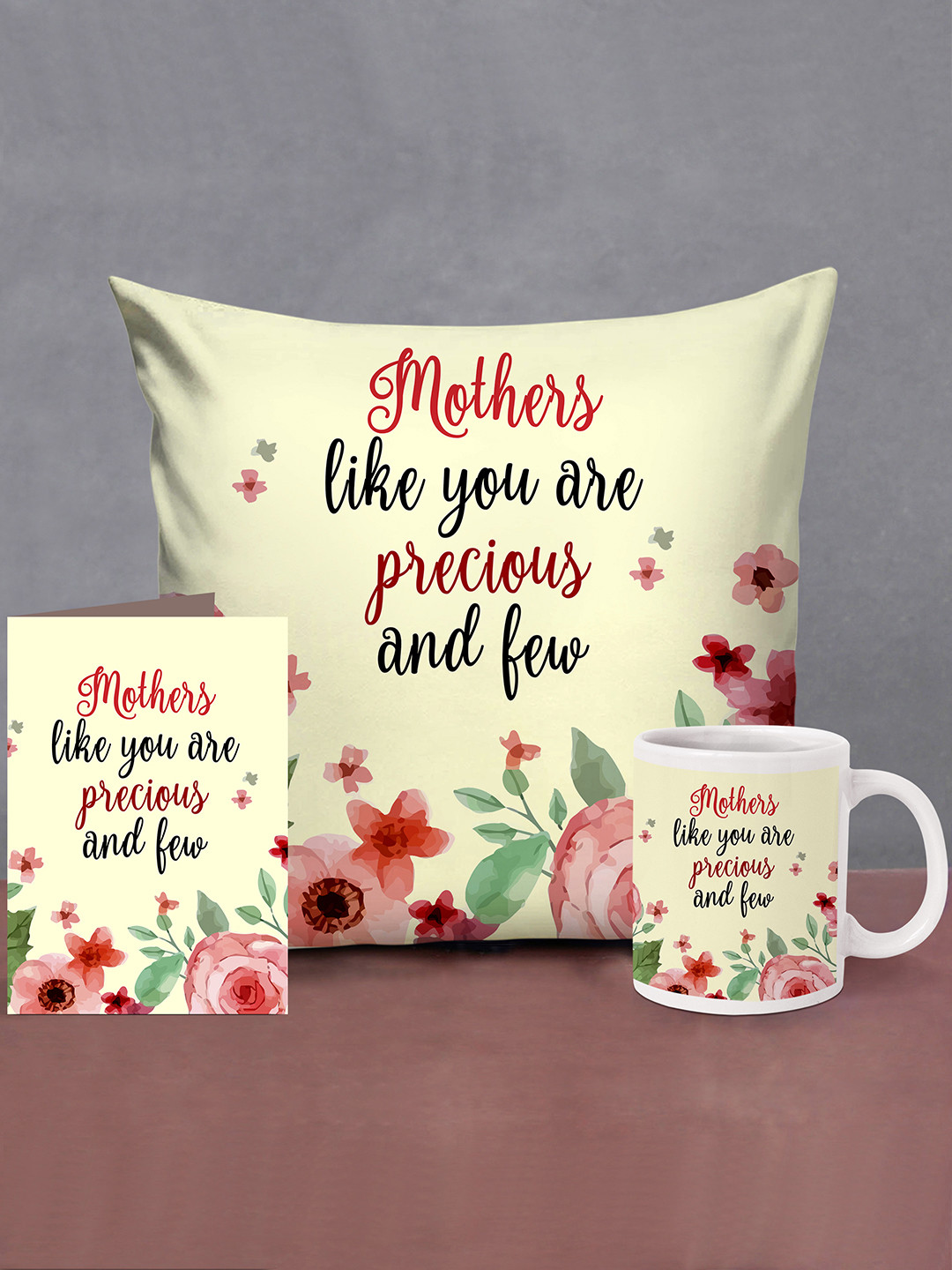 TIED RIBBONS Gift for Mom White Printed Cushion Mug & Card