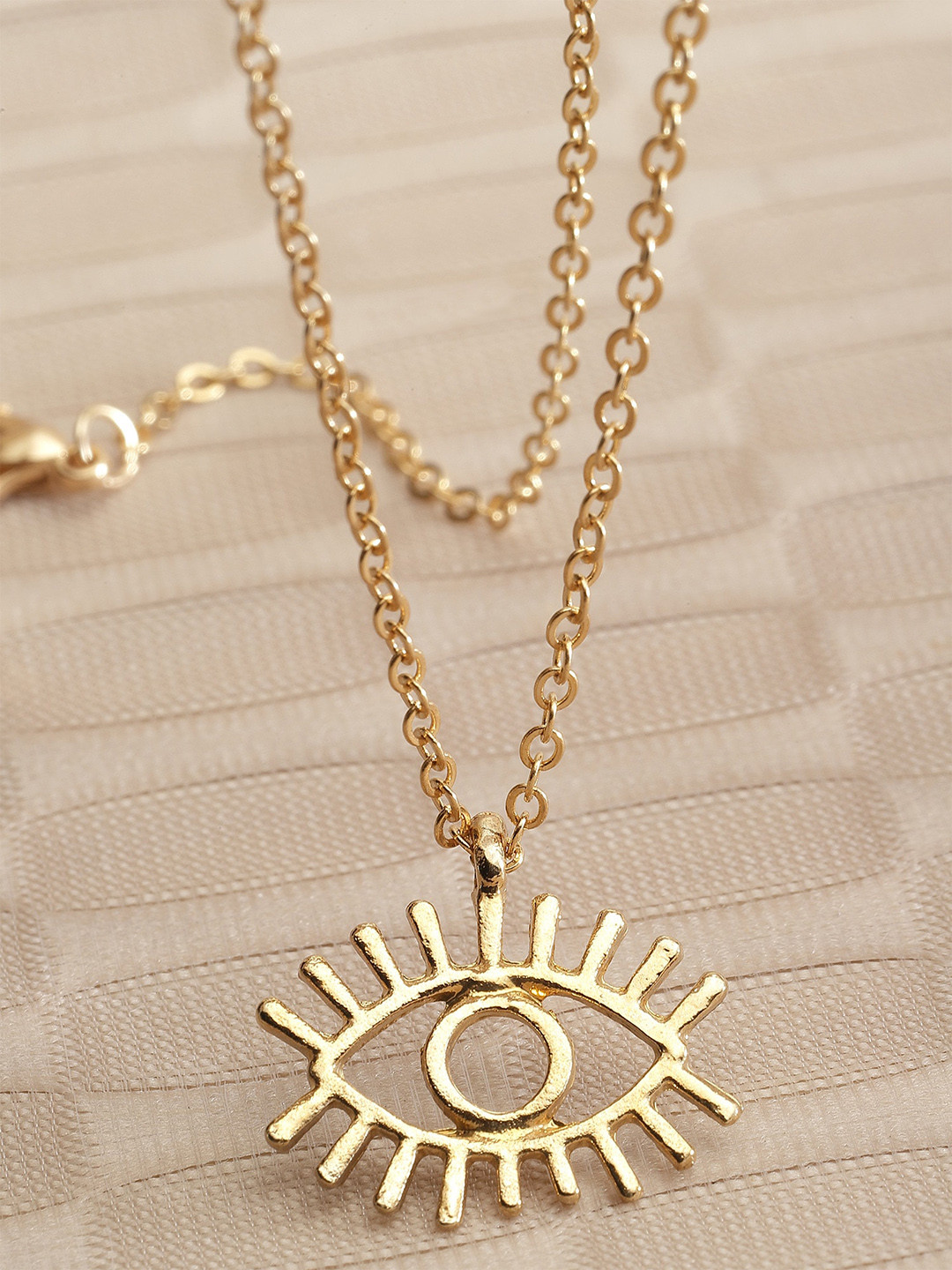 Bohey by KARATCART Gold-Plated Evil Eye Protection Alloy Pendant With Chain