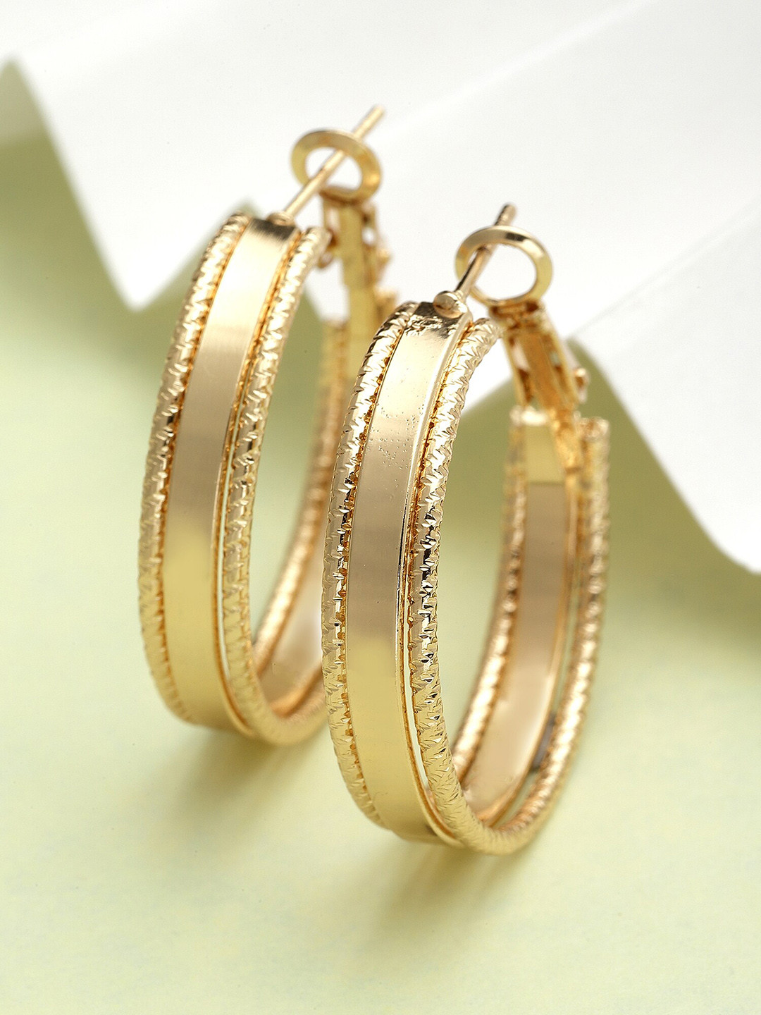Bohey by KARATCART Gold-Plated Circular Hoop Earrings